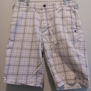 Men's VOLCOM Corpo Class Shorts Size 32‎ Leisure Chino Board White Gray Plaid